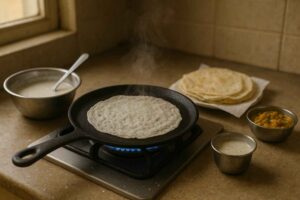 neer dosa preparation with coconut chutney and sagu