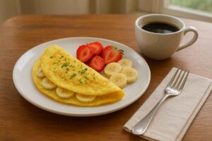 photo of a freshly cooked banana omelette