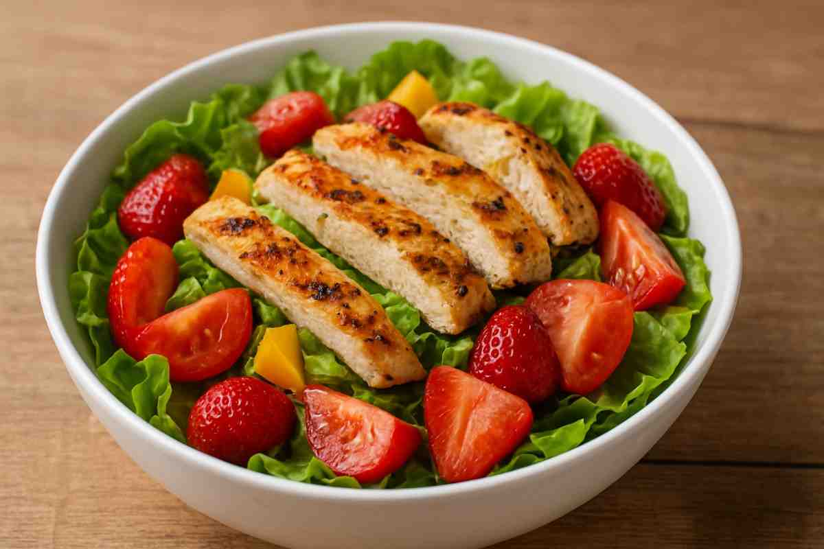 grilled chicken salad homemade, prepared by me in my kitchen