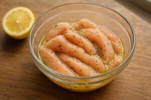 ಮೆರಿನೇಷನ್ (20–30 ನಿಮಿಷ)
ಓಲಿವ್ ಎಣ್ಣೆ, ನಿಂಬೆ ರಸ, ಉಪ್ಪು, ಮೆಣಸು, ಹರ್ಬ್ಸ್ನಲ್ಲಿ ಚಿಕನ್ನ್ನು ಮಸಿದು ಬಿಡಿ